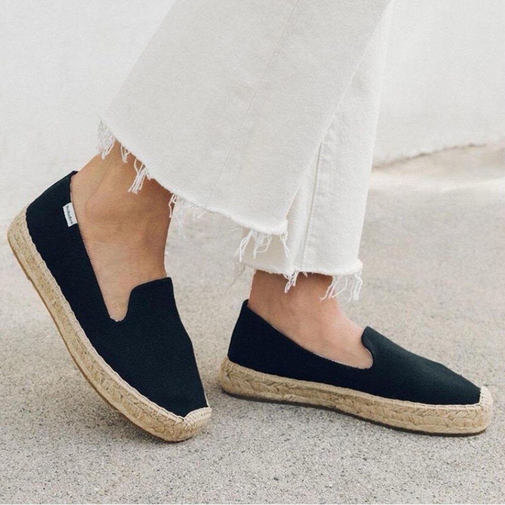 Soludos Black Platform Smoking Slipper